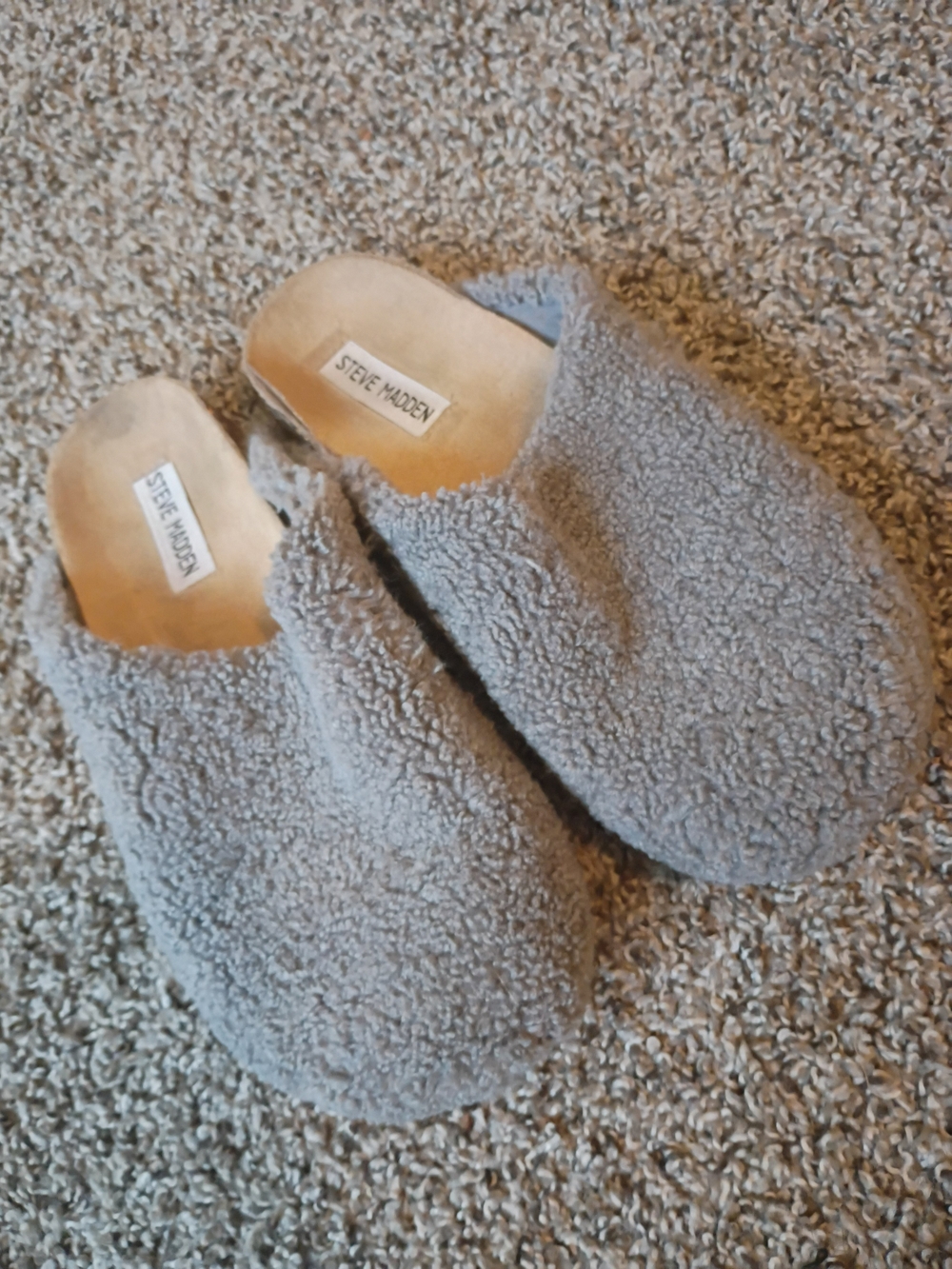 Steve Madden Gray Sherpa Slip-On Clog Slippers